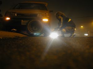 Flat tire at night