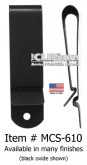Metal belt holster clip (610BP), Tempered, USA