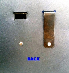 Metal belt clip (607), Black powder coated, Tempered
